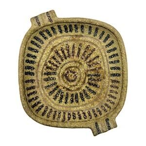 1960s – Alvino Bagni ceramic ashtray with sunburst design Textured Olive Black